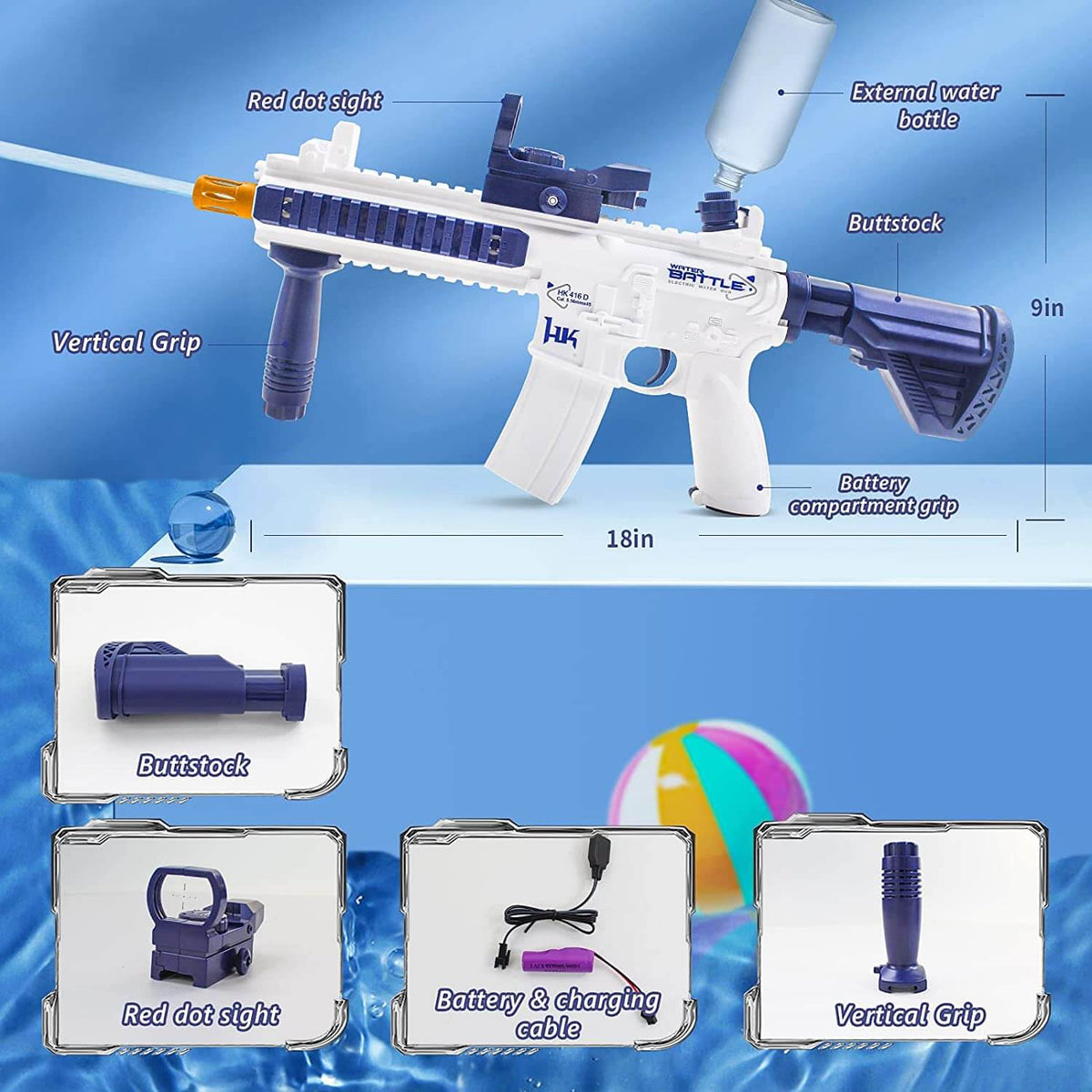 Outdoor Summer Toys Electric Water Blaster Automatic Squirt Gun Biu