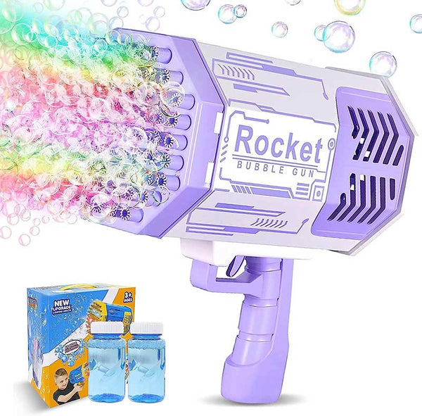 69-Hole Rocket Bubble Gun Blower Machine with Light (US Stock)-Biu Blaster-purple-Uenel