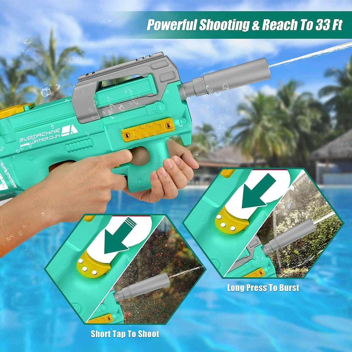 High Rate of Fire Powerful P90 Water Gun with 33 Ft Shooting Range 450 Biu Blaster