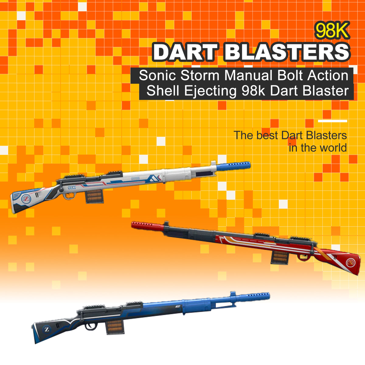 Sonic Storm Manual Bolt Action Shell Ejecting 98k Dart Blaster