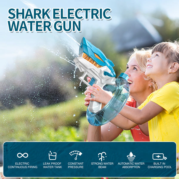 Electric Water Gun for Kids Adults Shark Automatic Absorption Squirt Guns Summer Outdoor Beach Toys Gift For Boys Girls