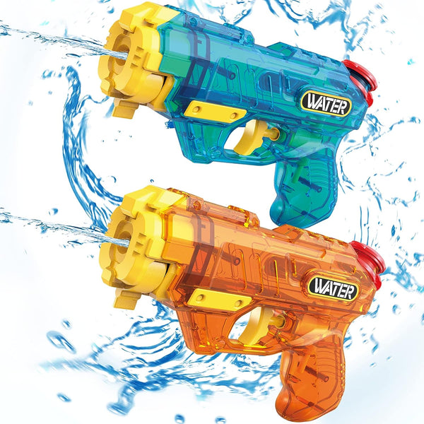 2Pcs Water Squirt Guns 200CC Capacity Blue & Yellow Color