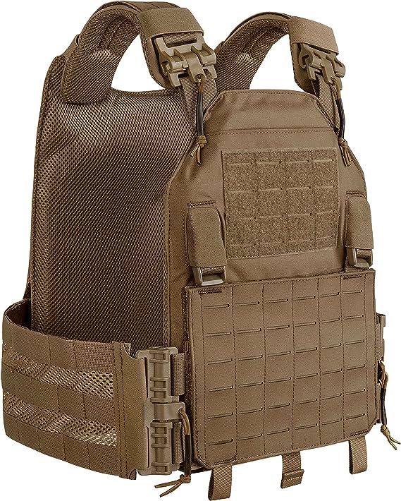 Adjustable Lightweight Laser-Cutting Cummerbund Quick Release Tactical Airsoft Vest-Biu Blaster-khaki-Uenel