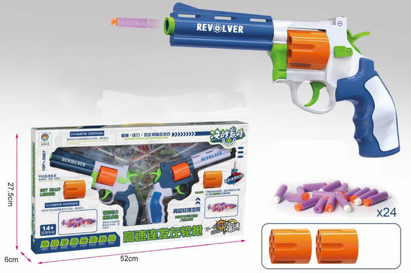Semi-Auto Revolver Foam Dart Blaster Kids Toy 2Pcs