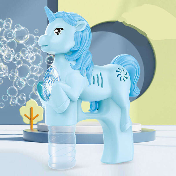 15-Hole Unicorn Bubble Gun Machine One Button Bubbling Kids Toy Blaster-Biu Blaster-blue-Uenel