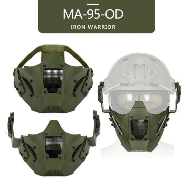 Tactical Wargame Mask Breathable Protective Half Face Mask for FAST Helmet-Biu Blaster-green-Uenel