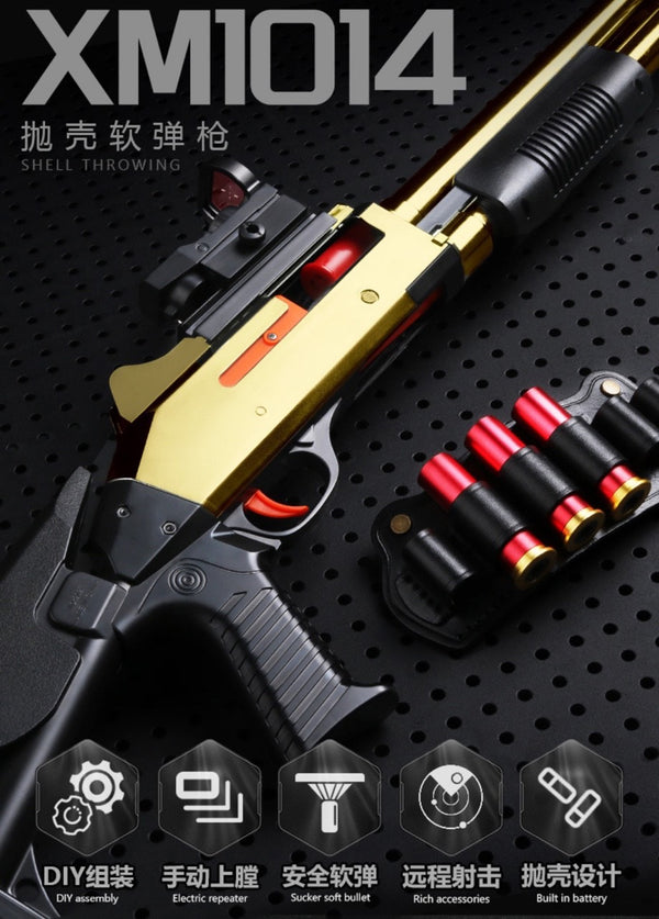 XM1014 Shell soft blaster Gold Shotable Troll shot dart Model Boy Long range toy  loaded(US stock)