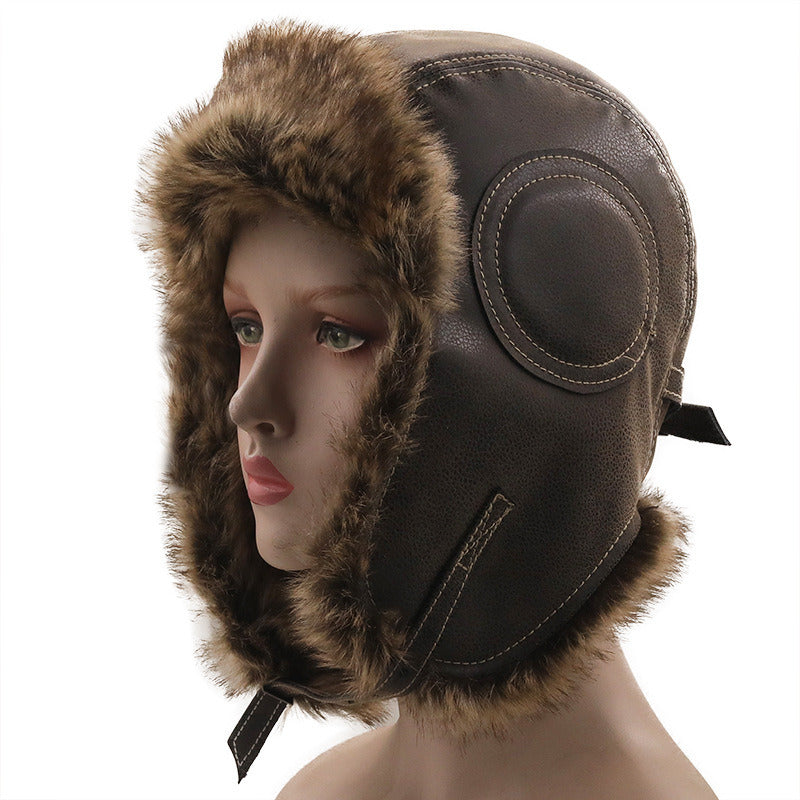 Men Bomber Winter Hats Russian Ushanka Cap with Goggles fleece