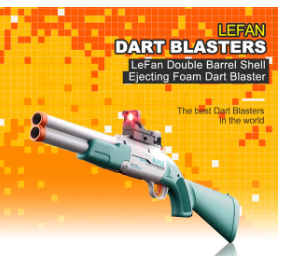 LeFan Double Barrel Shell Ejecting Foam Dart Blaster – Classic Action, Ultimate Fun!