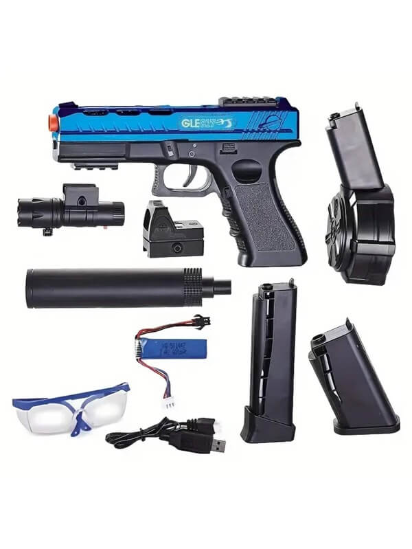 Electric Blowback Gel Ball Blaster Splat Gun With Three Clips-Biu Blaster-blue-Uenel