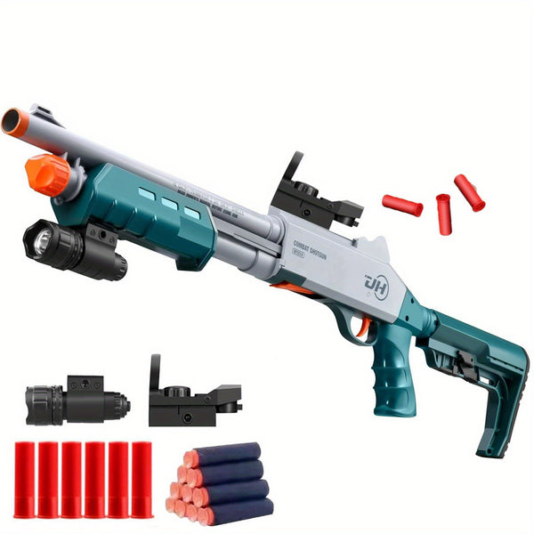 Shotgun Model Toy Manual Loading Foam Toy Gun Shell Projectile Soft Bullet Design, Suitable for Outdoor Toys, Birthday Gifts, Soft Bullet Gun