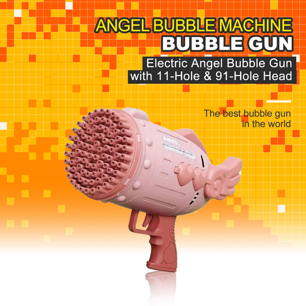 Electric Angel Bubble Gun with 11-Hole & 91-Hole Head