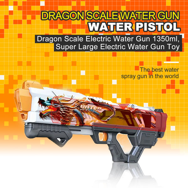 Dragon scale electric water gun 1350ml，Super Big Electric Water Gun Toy with Manual Lunch and Electric Auto Lunch, Huge Capacity and Shoot Long Range,  Powerful Electric Water Blaster for Adults Outdoor Toys