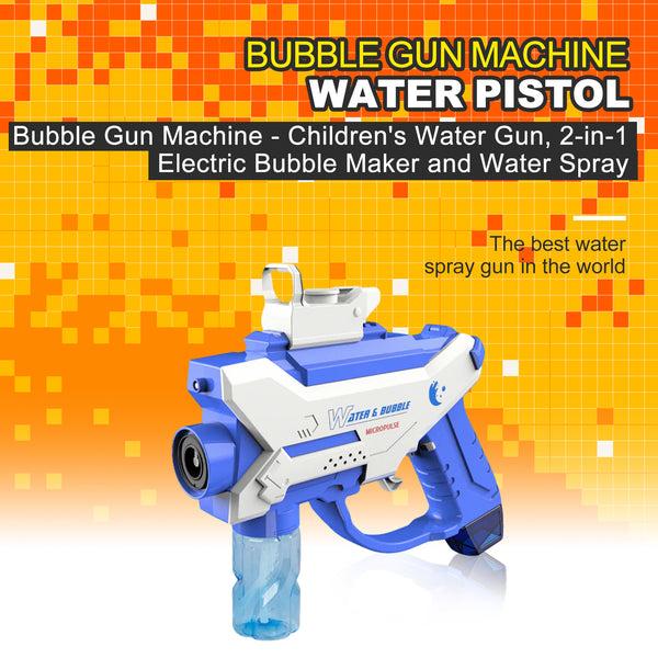 Bubble Gun Machine - Water Gun for Kids, 2 in 1 Electric Bubble Maker & Water Squirt with 4 Refill Solution & 550ml Water Tank for Toddlers 1-3 Gift