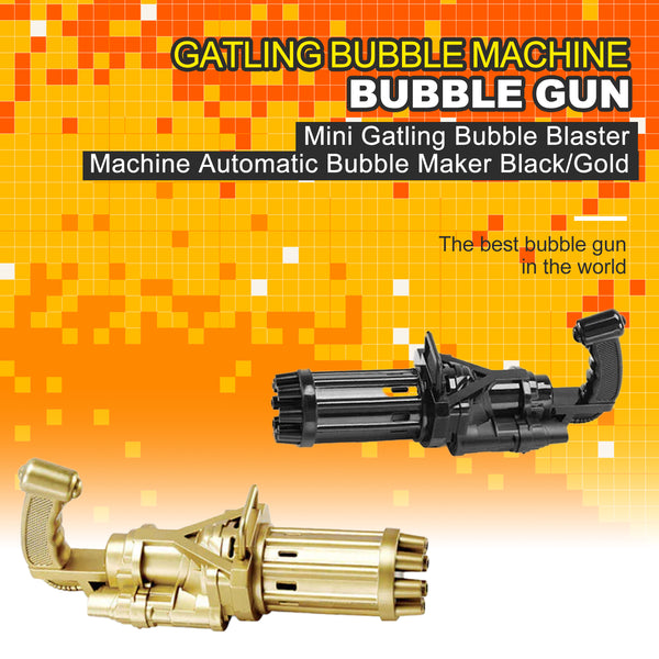 Mini Gatling Bubble Blaster Machine Automatic Bubble Maker Black/Gold