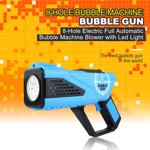 8-Hole Electric Full Automatic Bubble Machine Blower with Led Light