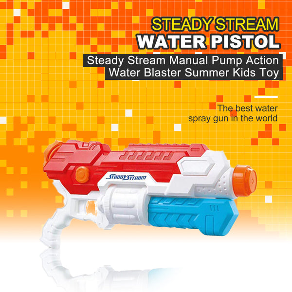 Steady Stream Manual Pump Action Water Blaster Summer Kids Toy