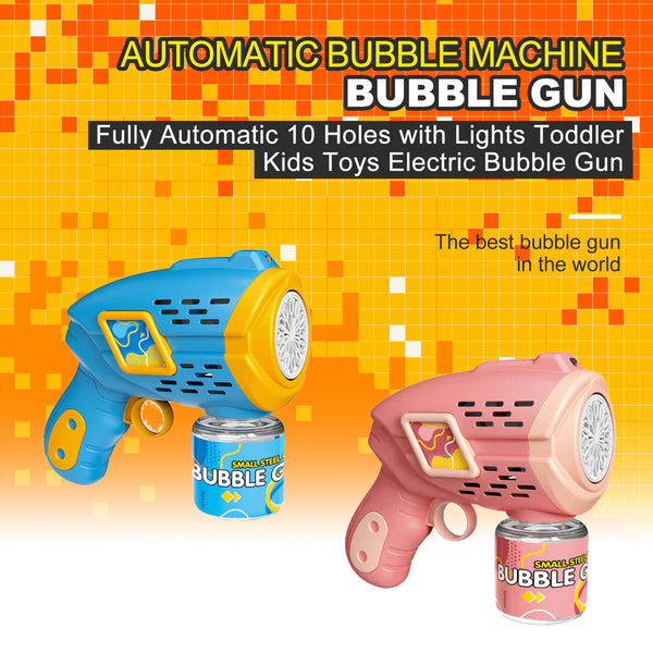 Fully Automatic 10 Holes with Lights Toddler Kids Toys Electric Bubble Gun