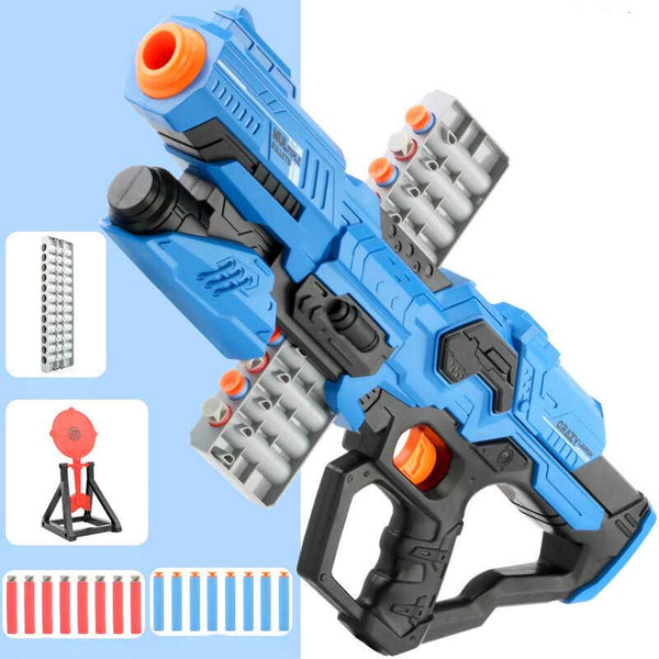 XH Manual Clip-Fed Sci-Fi Foam Dart Blaster w/ Target-Biu Blaster-blue-Uenel
