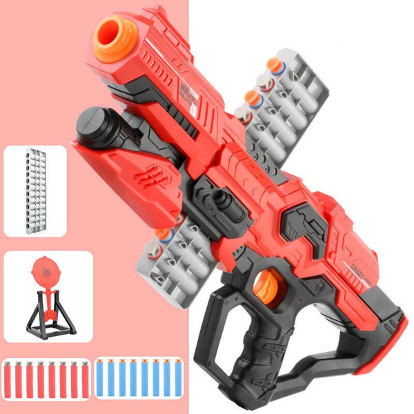 XH Manual Clip-Fed Sci-Fi Foam Dart Blaster w/ Target-Biu Blaster-red-Uenel