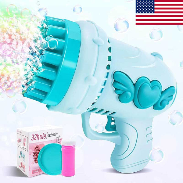 32-Hole Electric Mini Bazooka Bubble Gun Machine (US Stock)-Biu Blaster-blue-Uenel