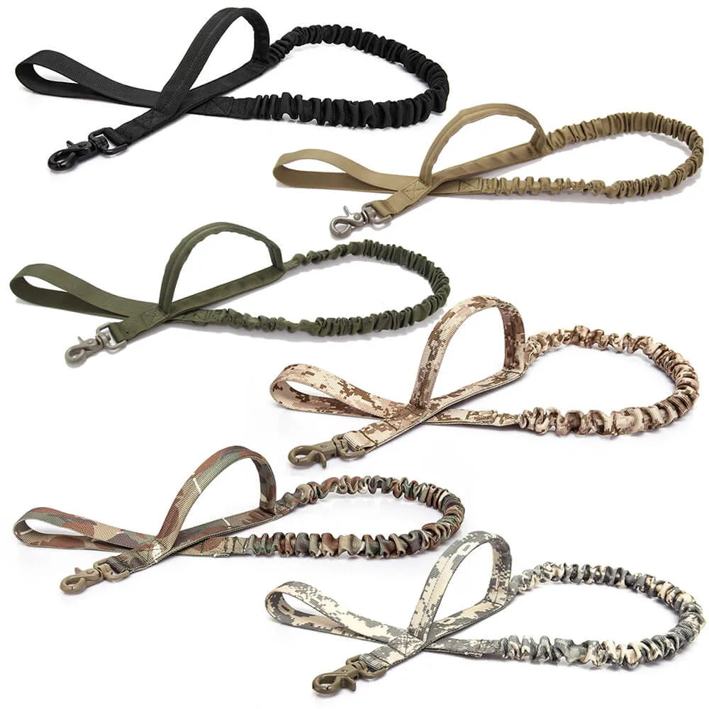 2 Handle Quick Release Elastic Tactical Bungee Military Dog Training Leash