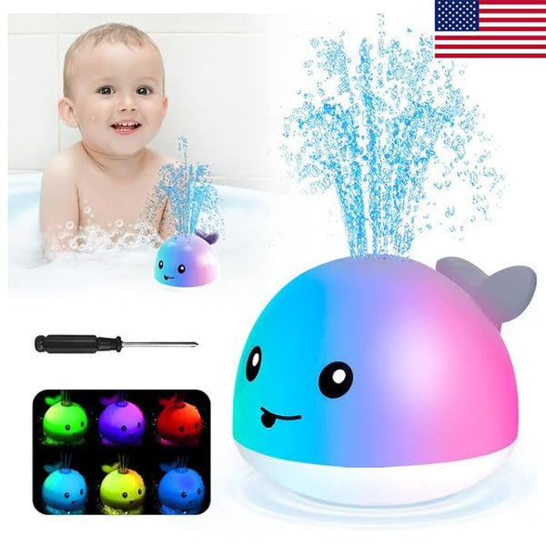 Baby Whale Bath Toys, Rechargeable Light Up for Kids Toddlers, Spray Water Pool Bathtub Toys (US Stock)