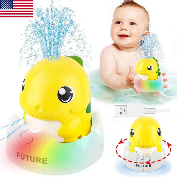 Water Spraying Dinosaur Squirt Toy Light Up Bath Toys for Kids Toddlers 1-3 (US Stock)