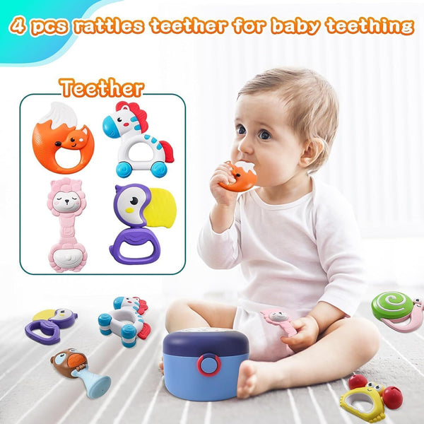 8 Pcs of Baby Rattles Teething Toys Newborn Crib Toys Car Seat Stroller Toys