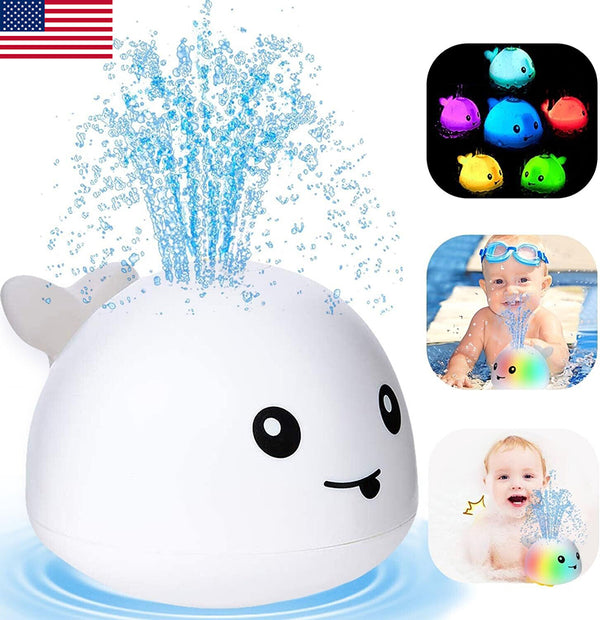 Baby Water Spray Light Up Bath Tub Whale Toy Whale Water Sprinkler Pool Toy (US Stock)