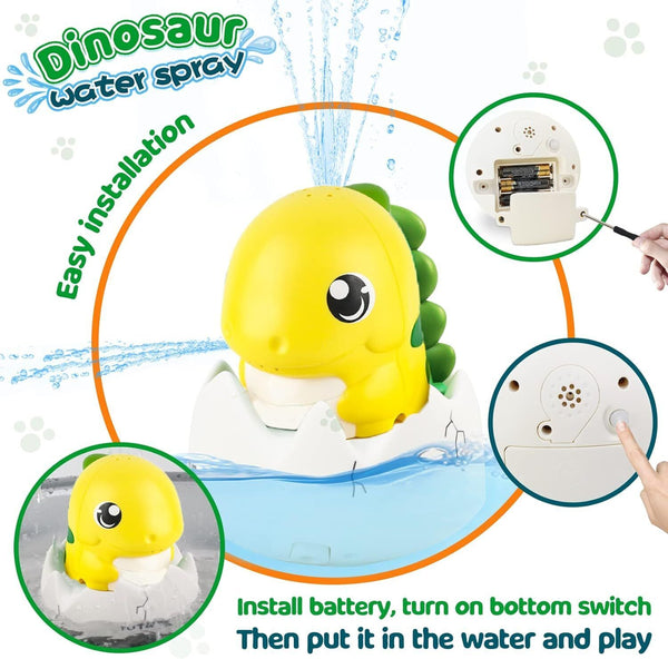 Water Spraying Dinosaur Squirt Toy Light Up Bath Toys for Kids Toddlers 1-3 (US Stock)