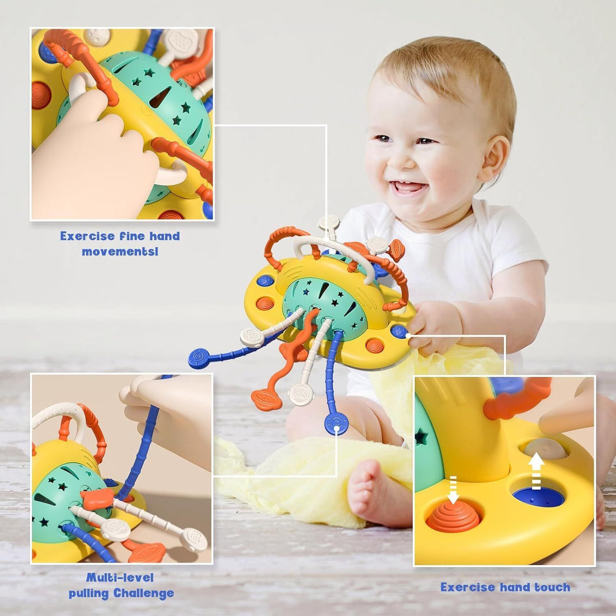 Silicone Pull String Sensory Toys for Baby, Food Grade Activity Toy, M ...