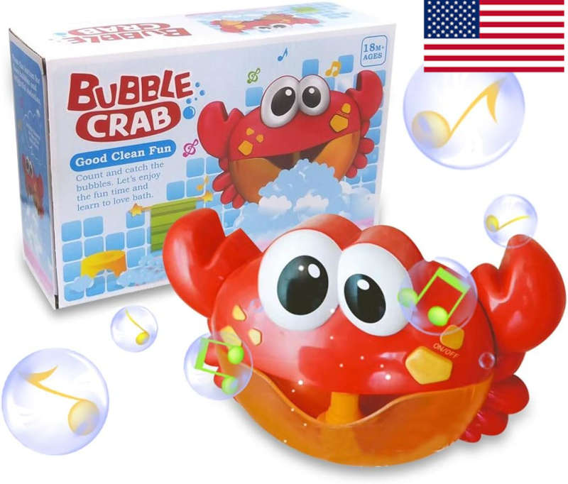 Bathtub Bath Toy Crab Bubbler Bubble Machine with Nursery Rhyme for Baby Toddlers (US Stock)