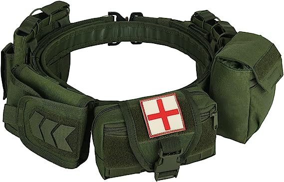 7 in 1 Tactical Belt Law Enforcement Police Utility Duty Belt-Biu Blaster-green-Uenel