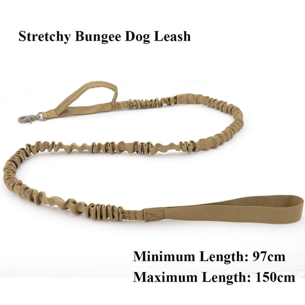 2 Handle Quick Release Elastic Tactical Bungee Military Dog Training Leash