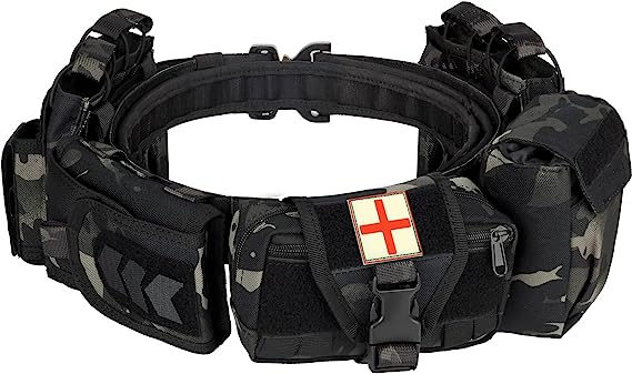 7 in 1 Tactical Belt Law Enforcement Police Utility Duty Belt-Biu Blaster-black camo-Uenel