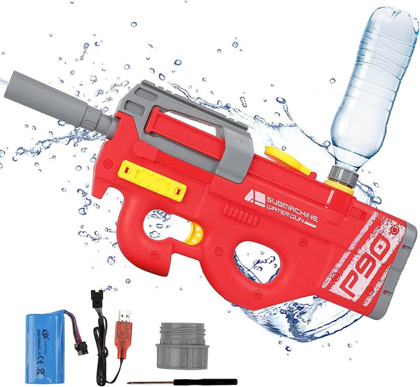 High Rate of Fire Powerful P90 Water Gun with 33 Ft Shooting Range 450cc Capacity-Biu Blaster-red-Uenel
