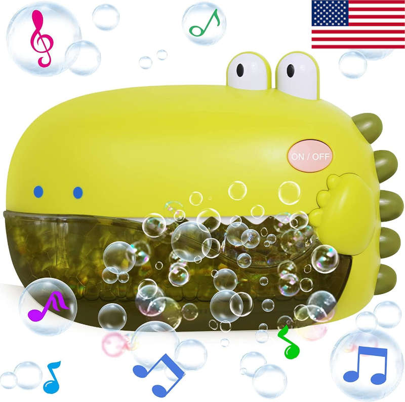 Dinosaur Bubble Machine Maker Toddler Baby Bath Toy with 12 Children’s Songs, 1000+ Bubbles Per Minute (US Stock)-Biu Blaster-Uenel