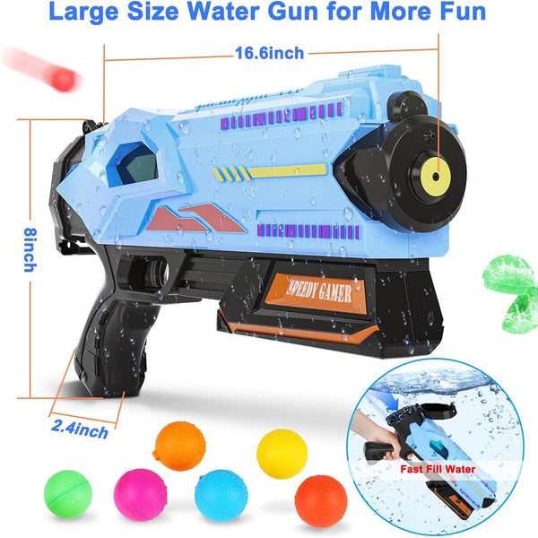 Electric Water Guns for Kids & Adults: 2 Pack Automatic Squirt Guns with 20pcs Reusable Water Balloons, Large Capacity Water Blaster Toys Up to 30 Ft Range for Boys Girls Aged 3+ Summer Outdoor Gift