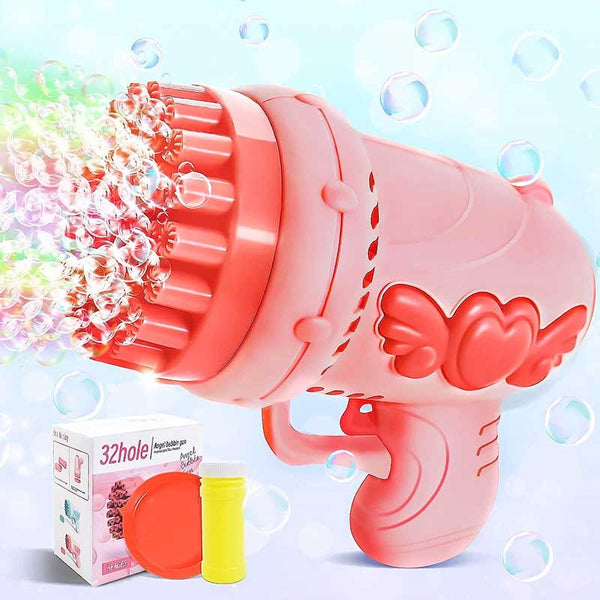 32-Hole Electric Mini Bazooka Bubble Gun Machine (US Stock)-Biu Blaster-pink-Uenel