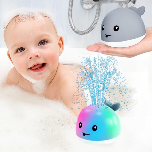 ZHENDUO Baby Bath Toys, Rechargeable Bath Toys, Light Up Bath Toys Spray Water Bath Toy, Bathtub Toys for Toddlers Kids,Pool Bathroom Baby Toys (Grey-4 Modes)