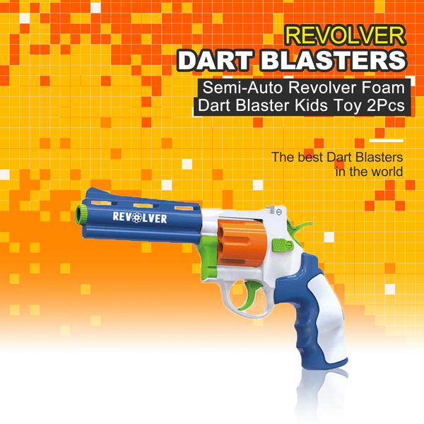 Semi-Auto Revolver Foam Dart Blaster Kids Toy 2Pcs