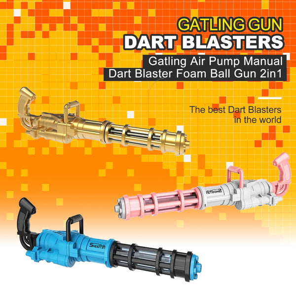 Gatling Air Pump Manual Dart Blaster Foam Ball Gun 2in1