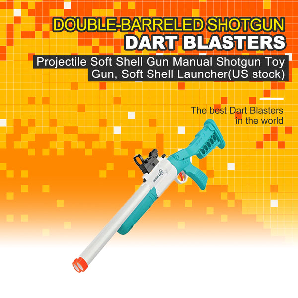 Double Barrel Toy Shotgun Projectile Soft Shell Gun Manual Shotgun Toy Gun, Soft Shell Launcher(US stock)