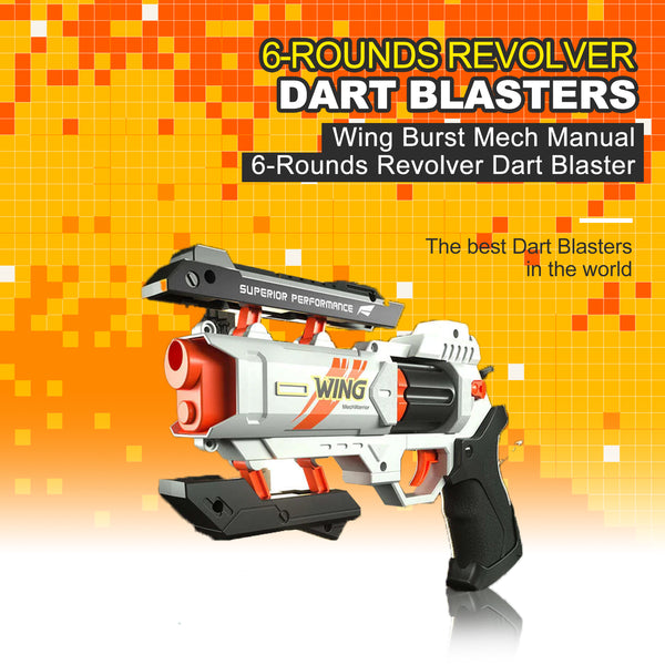 Wing Burst Mech Manual 6-Rounds Revolver Dart Blaster