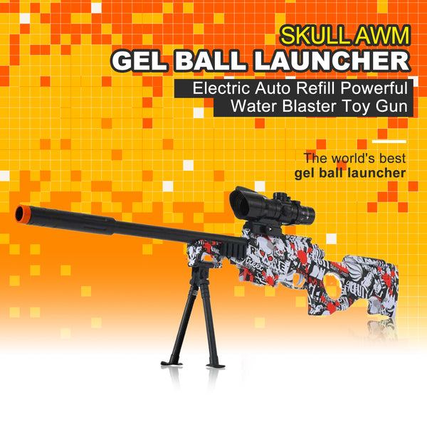 Electric Hopper-Fed Skull AWM Automatic Gel Blaster