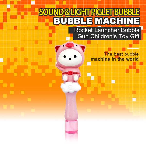 Sound & Light Piglet Bubble Wand with Solution Bubble Machine Blower Maker (US Stock)