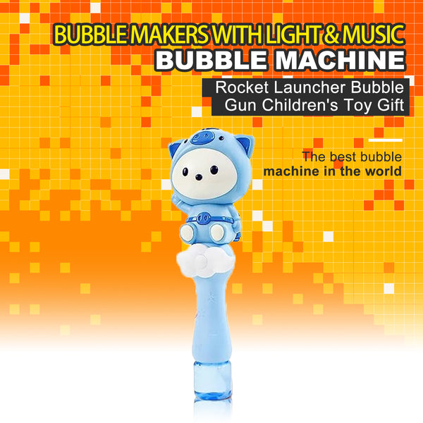 Piggy Kids Bubble Blower Wand Automatic Bubble Makers with Light & Music (US Stock)