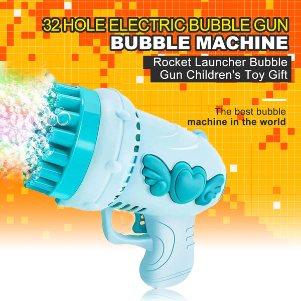 32-Hole Electric Mini Bazooka Bubble Gun Machine (US Stock)