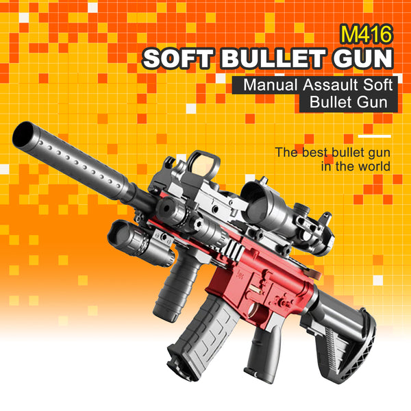Flame Red -M416 Manual Assault Soft Bullet Gun [High-end Configuration], Children's Soft bullet gun